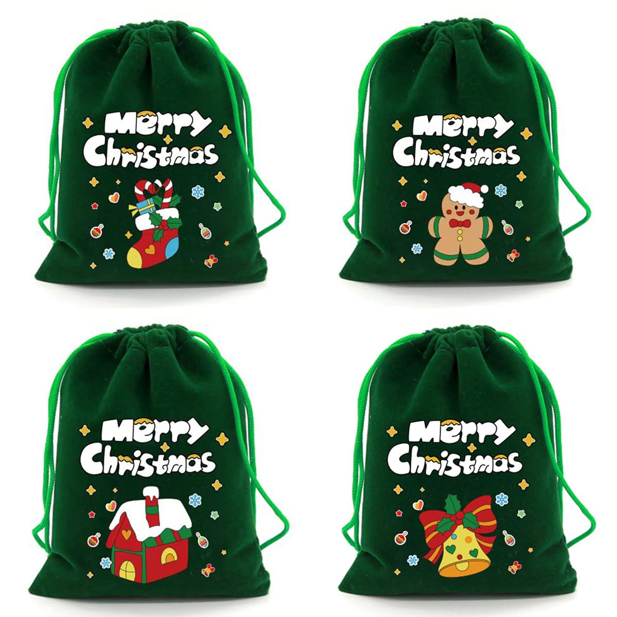 Christmas Gift Bags, Small Christmas Gift Bags, Green Velvet Bag 5x7 Inch, Good 