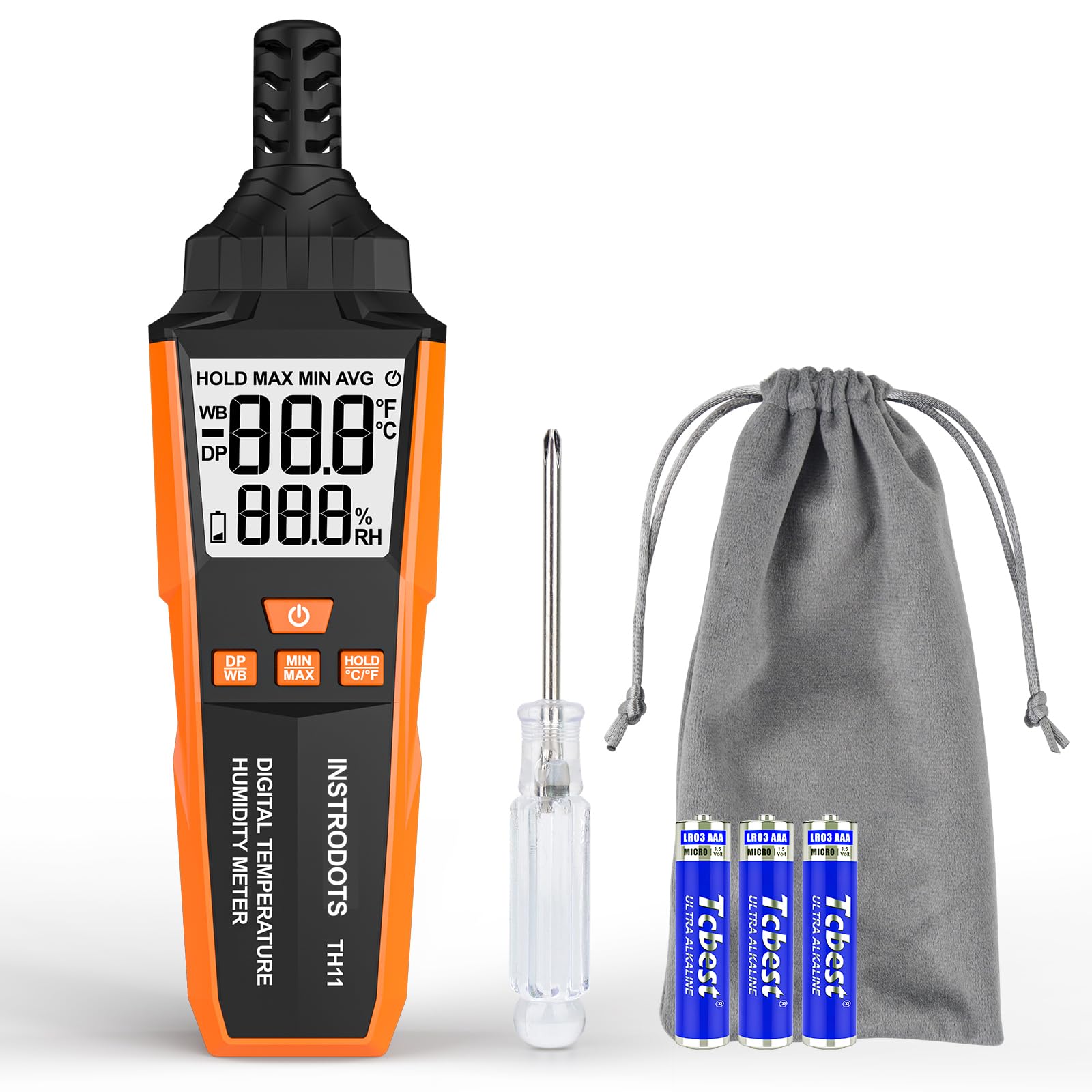 Temperature Humidity Meter, High Precision Digital Hygrometer with Ambient, Dew 