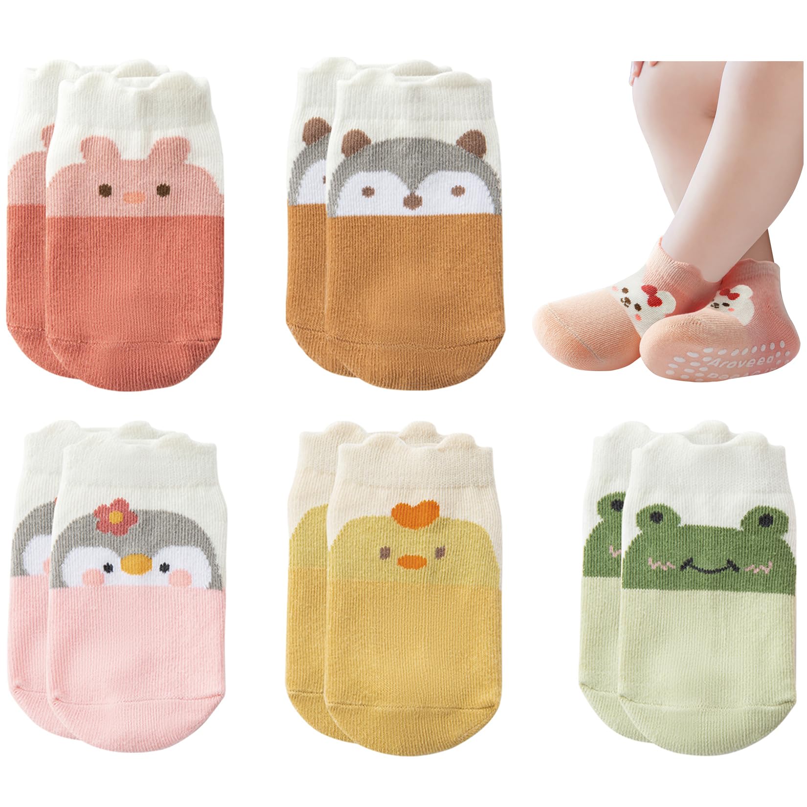 Baby Boys Girls Anti Slip Cotton Socks with Handles, Multi Pack Cute Ankle Socks