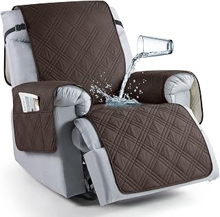 TAOCOCO 100% Waterproof Recliner Chair Cover, Non Slip Recliner Covers for Recliner Chair with Pocket, Washable Reclining Chair Cover Furniture Protector for Kids, Pets(Recliner Chair, Chocolate)