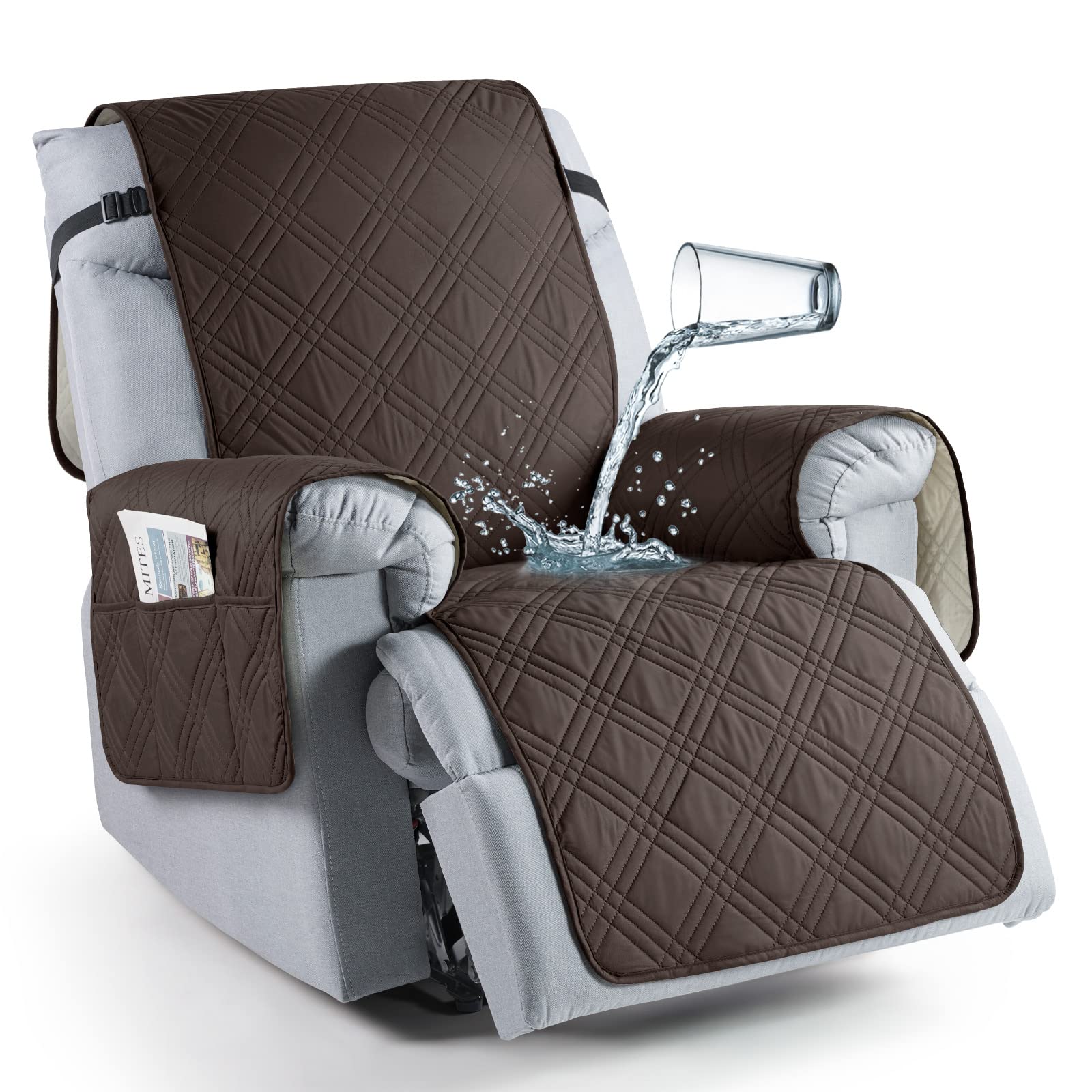 TAOCOCO 100% Waterproof Recliner Chair Cover, Non Slip Recliner Covers for Recli
