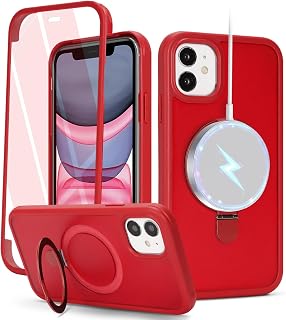 for iPhone 11 Case with Built-in Screen Protector,Red