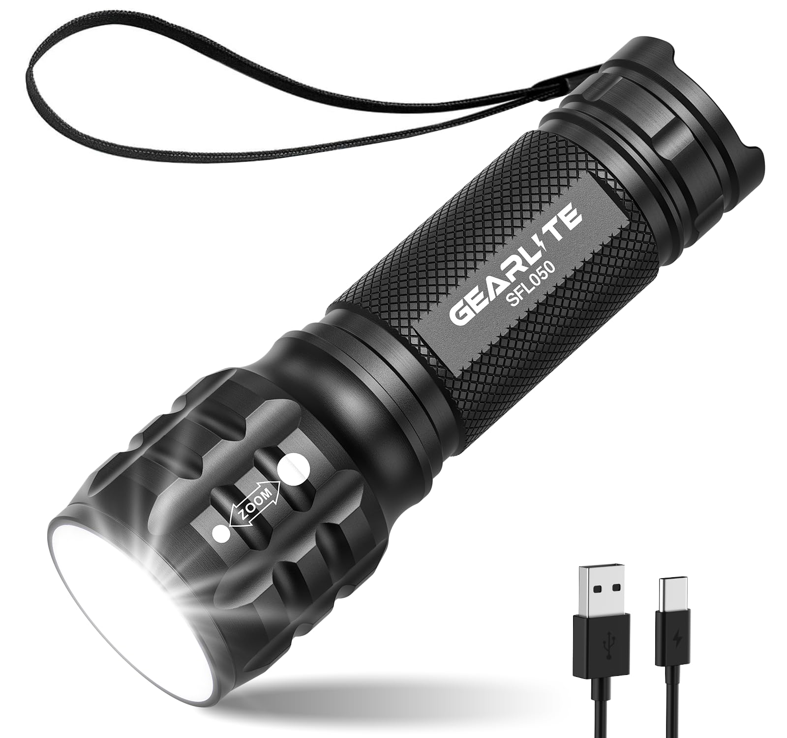 GEARLITE Rechargeable Torch, 2000LM Torches LED Super Bright Adjustable Focus, W