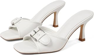 Goiphrri Sandali da donna con tacco a forma di gattino con cinturino con fibbia, punta aperta, senza lacci, estivi, alla moda