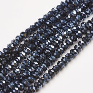 1050pcs Faceted Rondelle Beads 3x2mm Bicone Crystal Loose Spacer Beads Black Plated for DIY Friendship Bracelet Necklace Jewelry Making