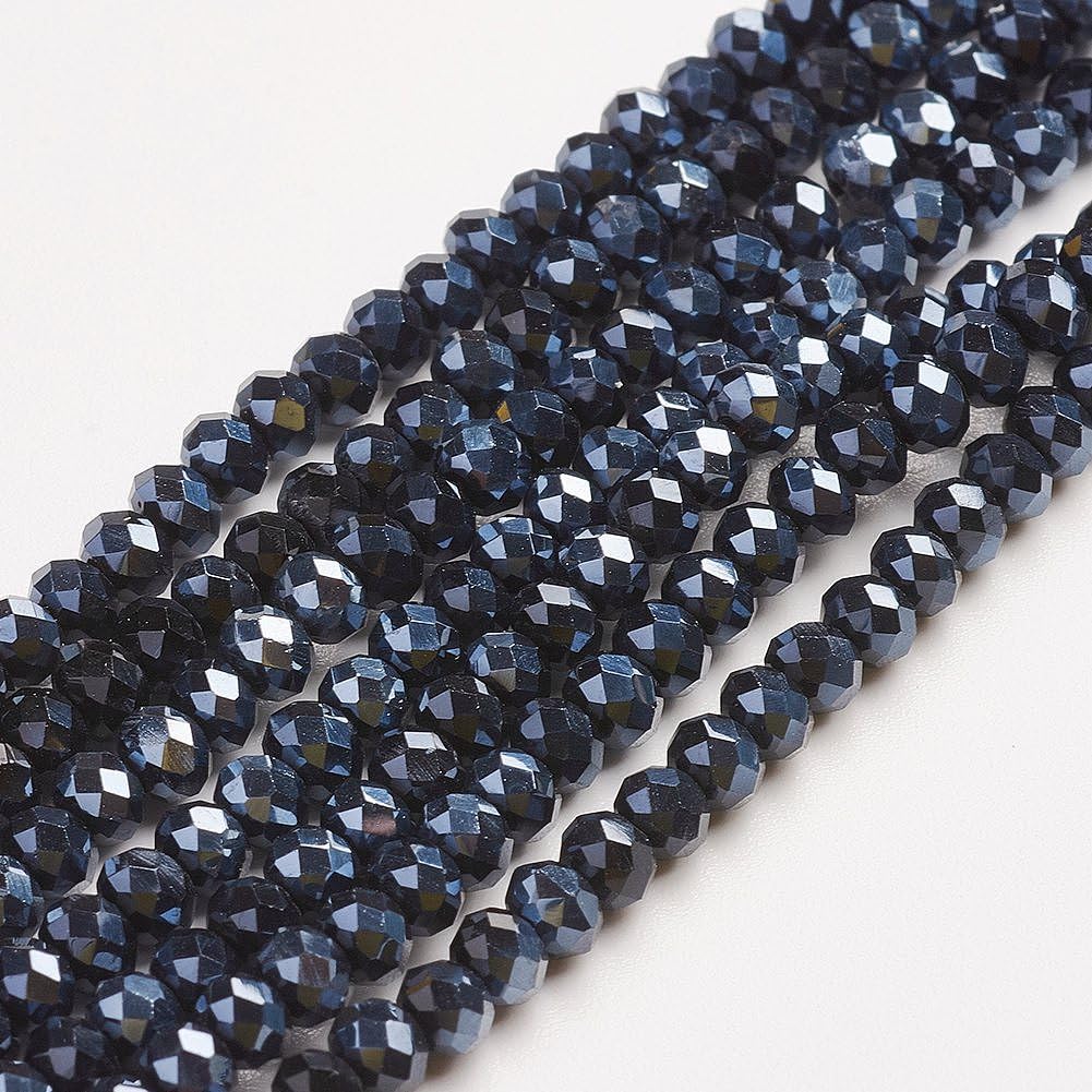 1050pcs Faceted Rondelle Beads 3x2mm Bicone Crystal Loose Spacer Beads Black Pla