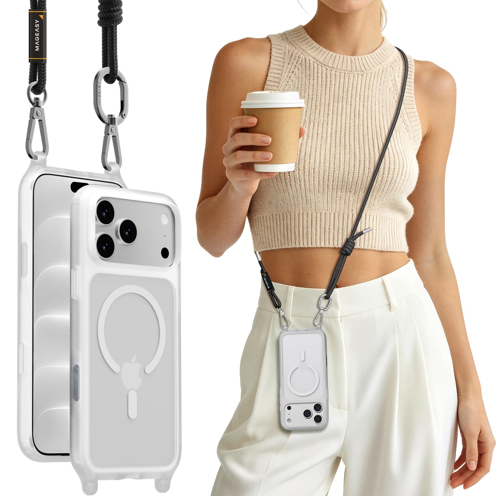 MAGEASY Roam MagSafe Phone Case with Crossbody Strap for iPhone 18 Pro Max & 17 