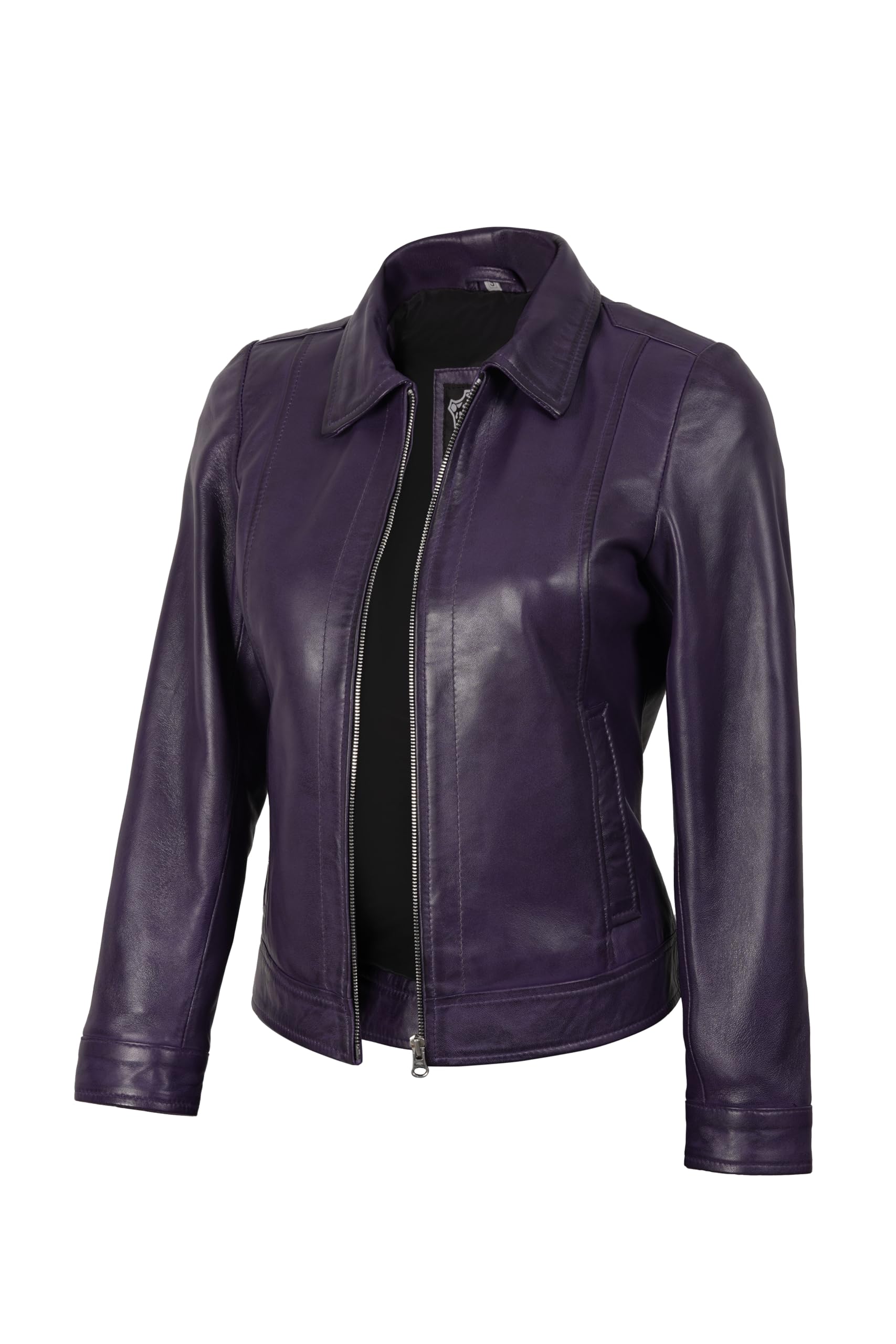fjackets Genuine Lambskin Leather Jackets, Shirt Collar Style, Women's Leather J