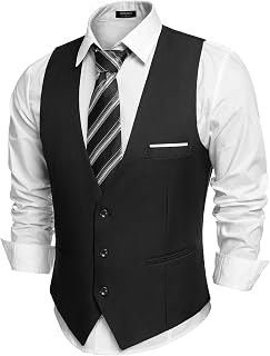 COOFANDY Vest Suit Man Business Solid Vest Dress Casual V Neck Vest Wedding Men Elegant with Pockets