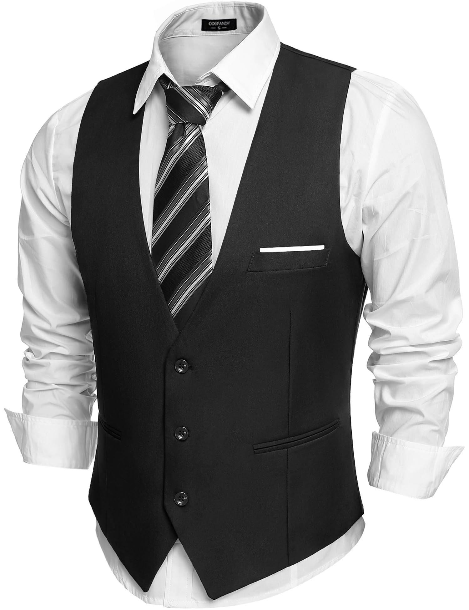COOFANDY Vest Suit Man Business Solid Vest Dress Casual V Neck Vest Wedding Men 