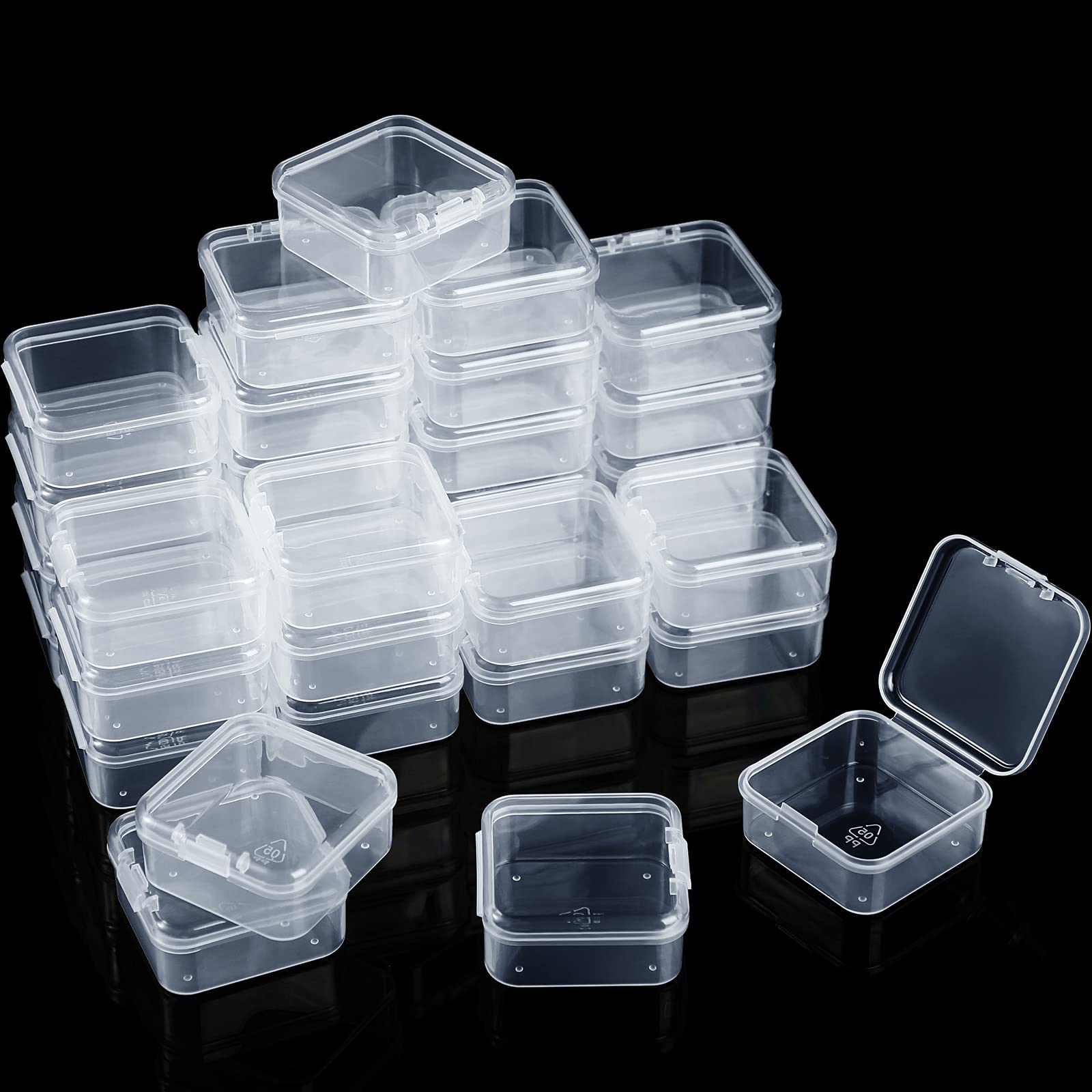 SATINIOR 48 Packs Clear Small Plastic Containers Transparent Storage Box with Hi