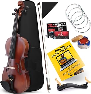 Pyle Full Size Beginner Violin - 4/4 23-Inch Student Full Size Violin/fiddle Starter Kit Adult w/Premium Travel Case & Student Bow, Extra Strings, Digital Tuner, Shoulder Rest & Cleaning Cloth