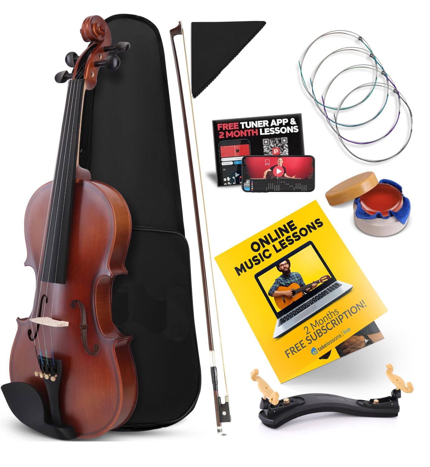 Pyle Full Size Beginner Violin - 4/4 23-Inch Student Full Size Violin/fiddle Sta