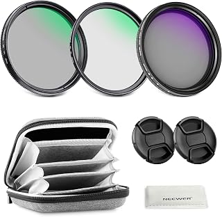 NEEWER 55mm Variable ND + CPL + UV Filter Kit (3 Pack), Multi-Layer Neutral Density (ND2-400) Circular Polarizer Filter Lens Camera, Photography Accessories with Carrying Case and Lens Caps