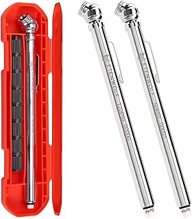 ETENWOLF Pencil Tire Pressure Gauge 2 Pack (10-50PSI, 20-120PSI) | with 16 Tire Caps Calibrated to ANSI B40.1 Grade B (2%), Stainless Steel Body, Car Accessories for Pickups, RVs, Bicycles