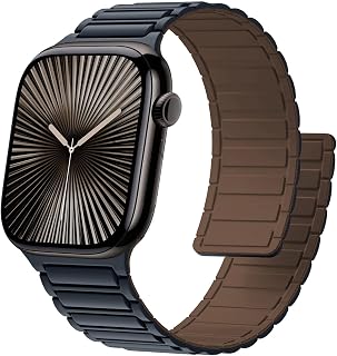 Magnetic for Apple Watch Bands for Men/Women iWatch Band 49mm 46mm 45mm 44mm 42mm 41mm 40mm 38mm,Sport Silicone Magnet Link Wristband Strap for Apple watch Series 11/10/9/8/7/6/5/4/3/SE/2nd/Ultra 2/3