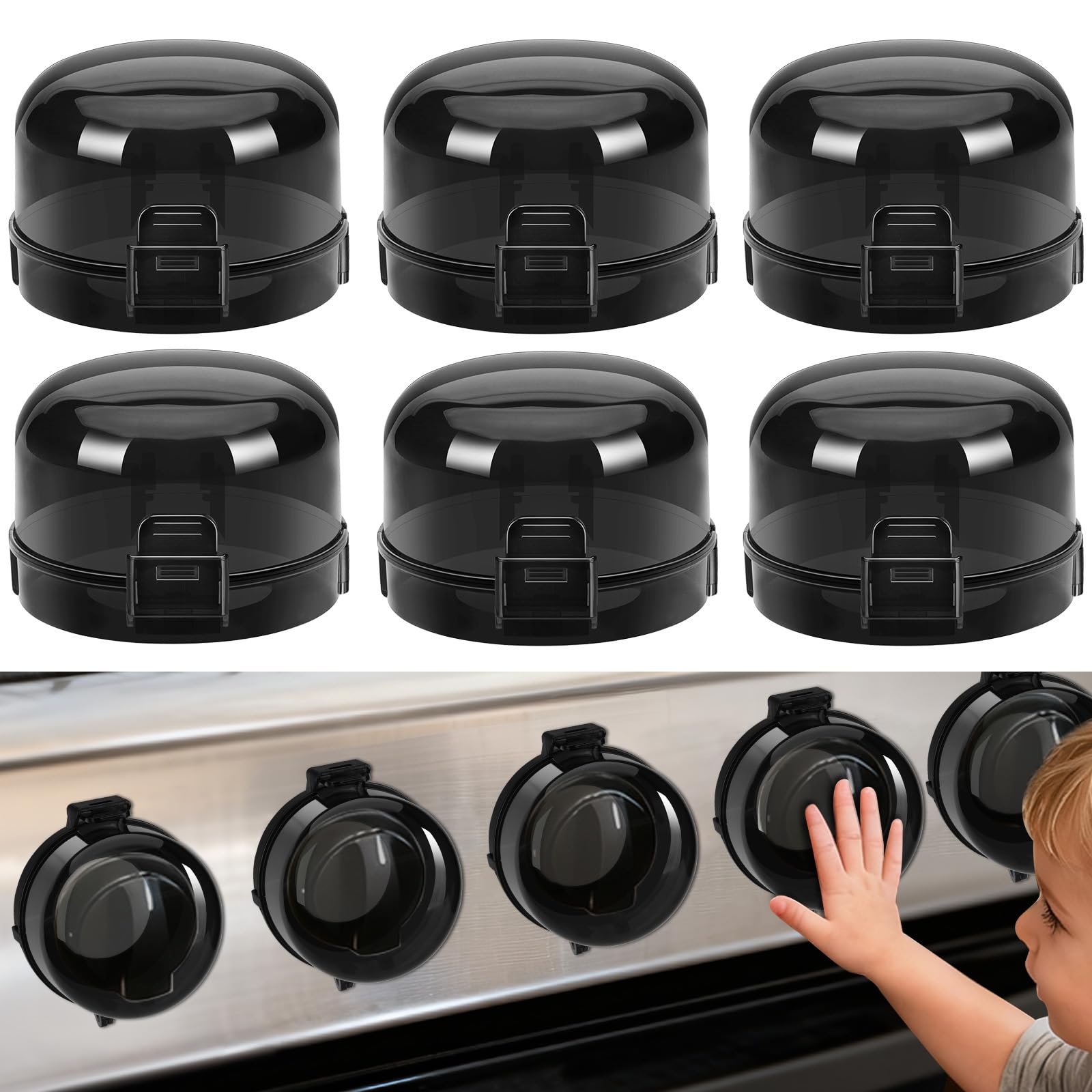HOIGRBOM Stove Knob Safety Covers, 6 Pack Gas Stove Knob Covers | Heat-Resistant