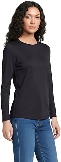 Lands' End - Women’s Long Sleeve Crew Neck T-Shirt - 100% Supima Cotton Jersey - Long Sleeves - Easy Care - Relaxed Fit - Ladies Tops, Women's Clothing