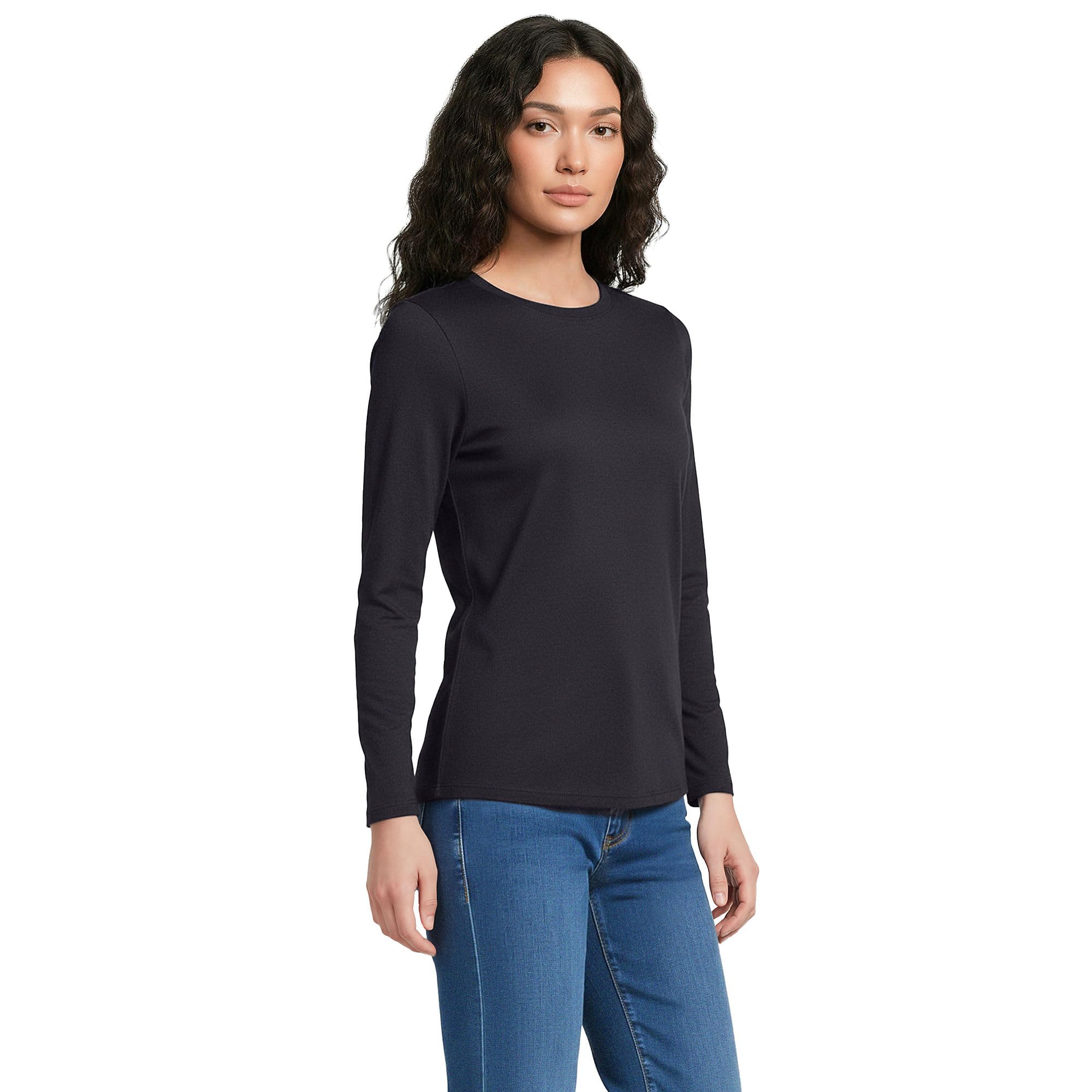 Lands' End - Women’s Long Sleeve Crew Neck T-Shirt - 100% Supima Cotton Jersey -