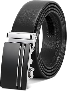 WERFORU Men's Belt, Adjustable Leather Ratchet Belt, 3.5 cm Fit, Men's Automatic Buckle Belt for Suit Jeans