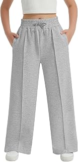 EXARUS Girls Sweatpants Front Seam Wide Leg Sweat Pants Baggy Casual