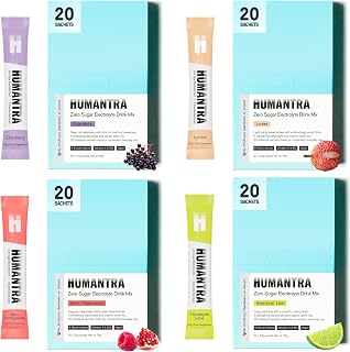 Humantra Electrolytes Powder Hydration Sachets - All Flavor 4 Pack, 80ct