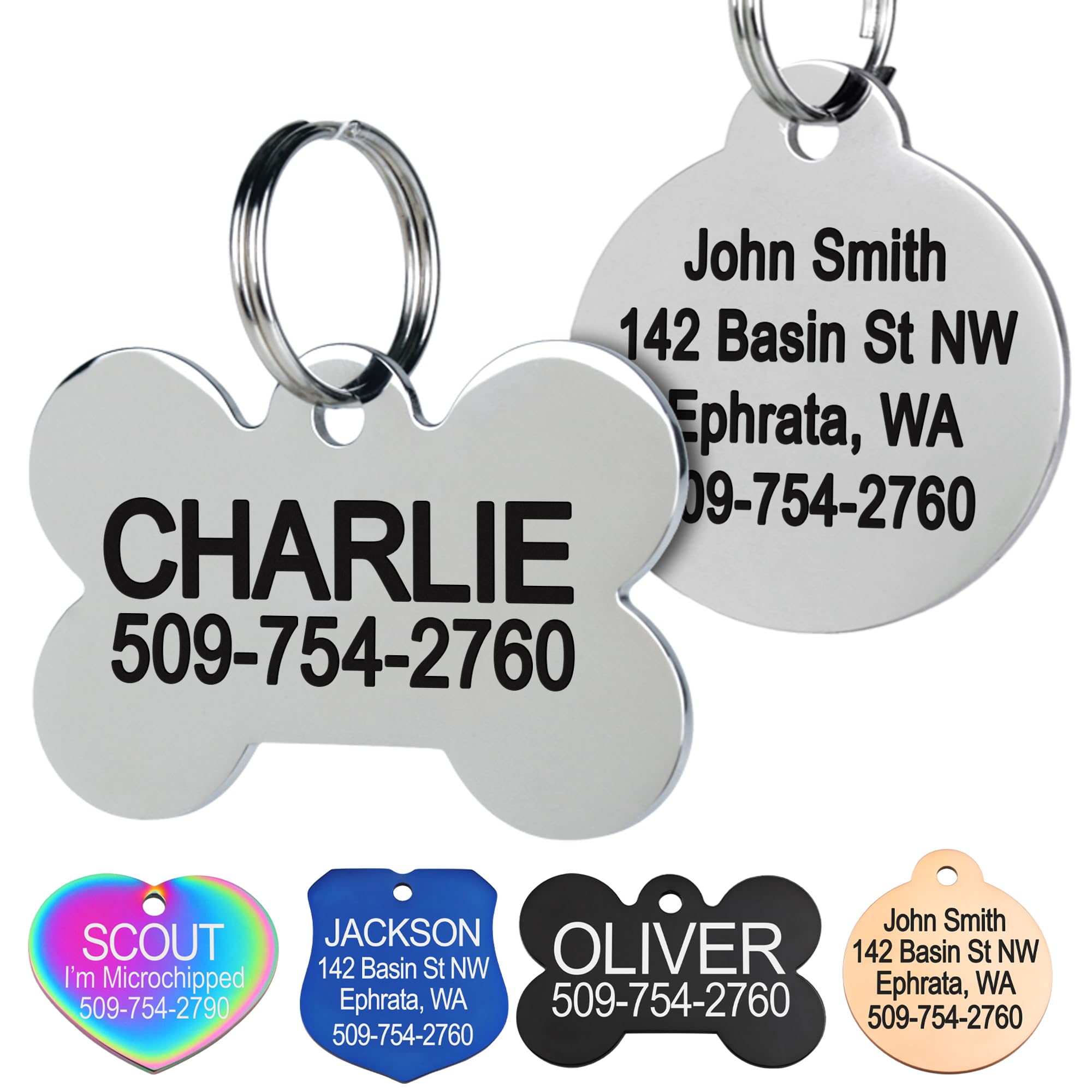 GoTags Stainless Steel Pet ID Tags, Personalized Dog Tags and Cat Tags | up to 8