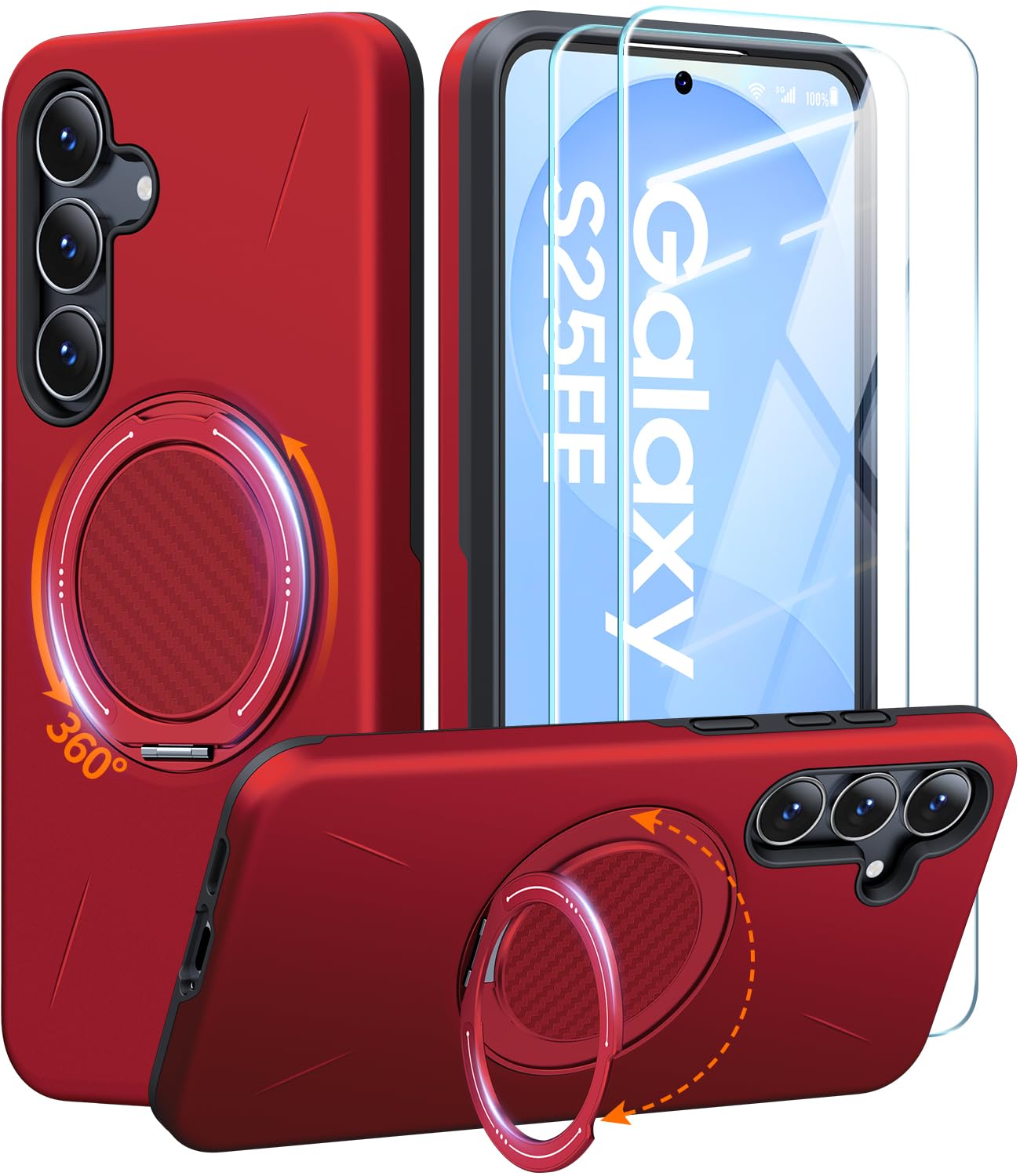 AOUIA for Samsung S25 FE Case with 2 Pack Screen Protector, Military Grade Shock
