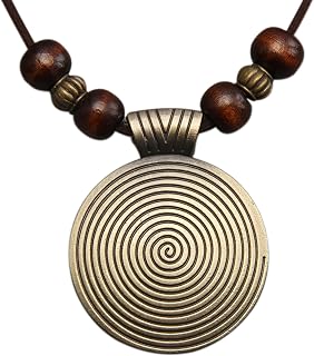 Long Necklaces for Women Boho Wooded Pendant Vintage Necklace Sweater Chain Necklace Handmade Jewelry
