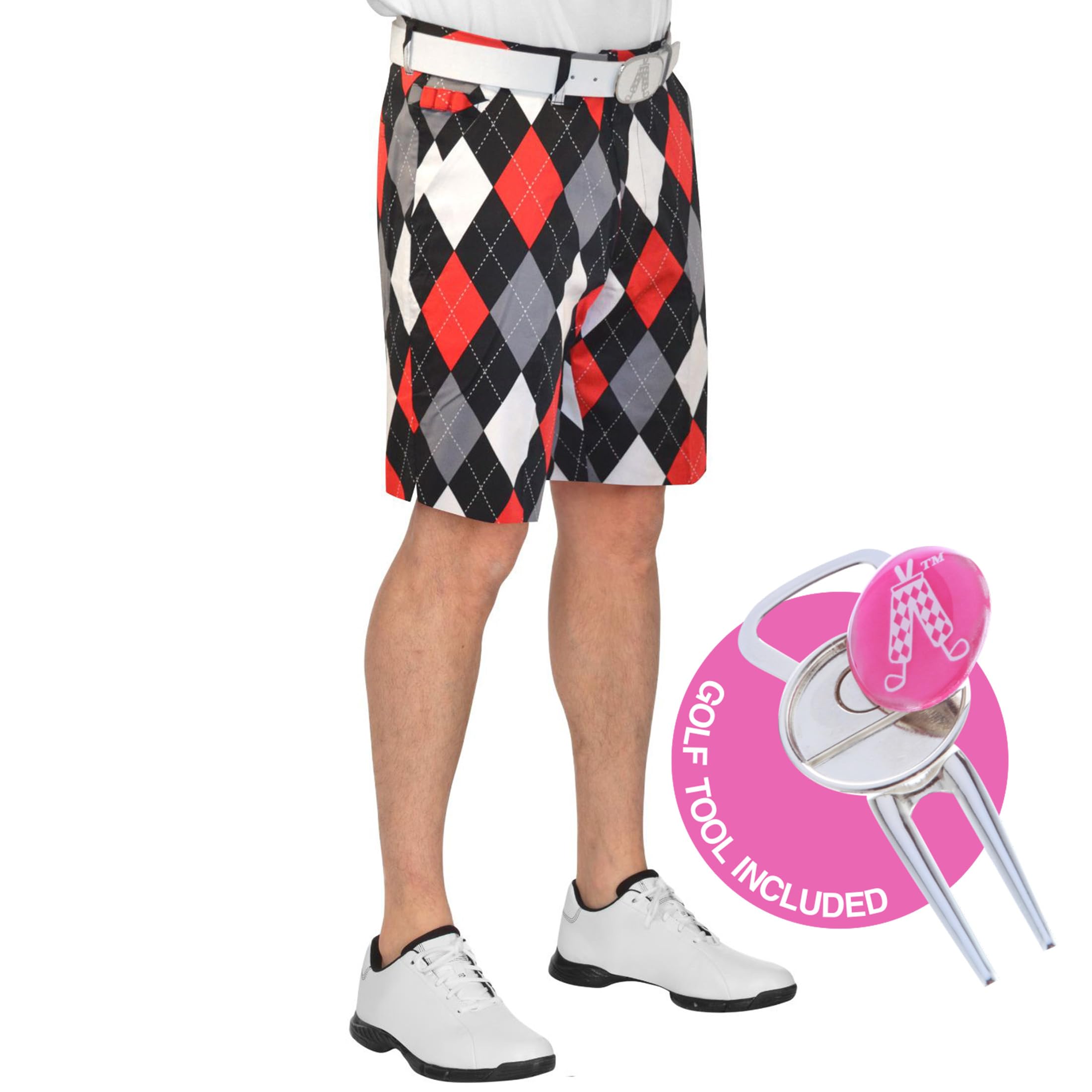 Royal & Awesome Mens Golf Shorts, Crazy Golf Shorts For Men, Plaid Shorts Men - 