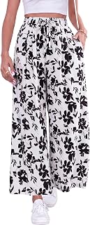 ZJCT Wide Leg Palazzo Pants for Women Summer Beach Pants Flowy Loose Casual Lounge Pajama Yoga Pants with Pockets