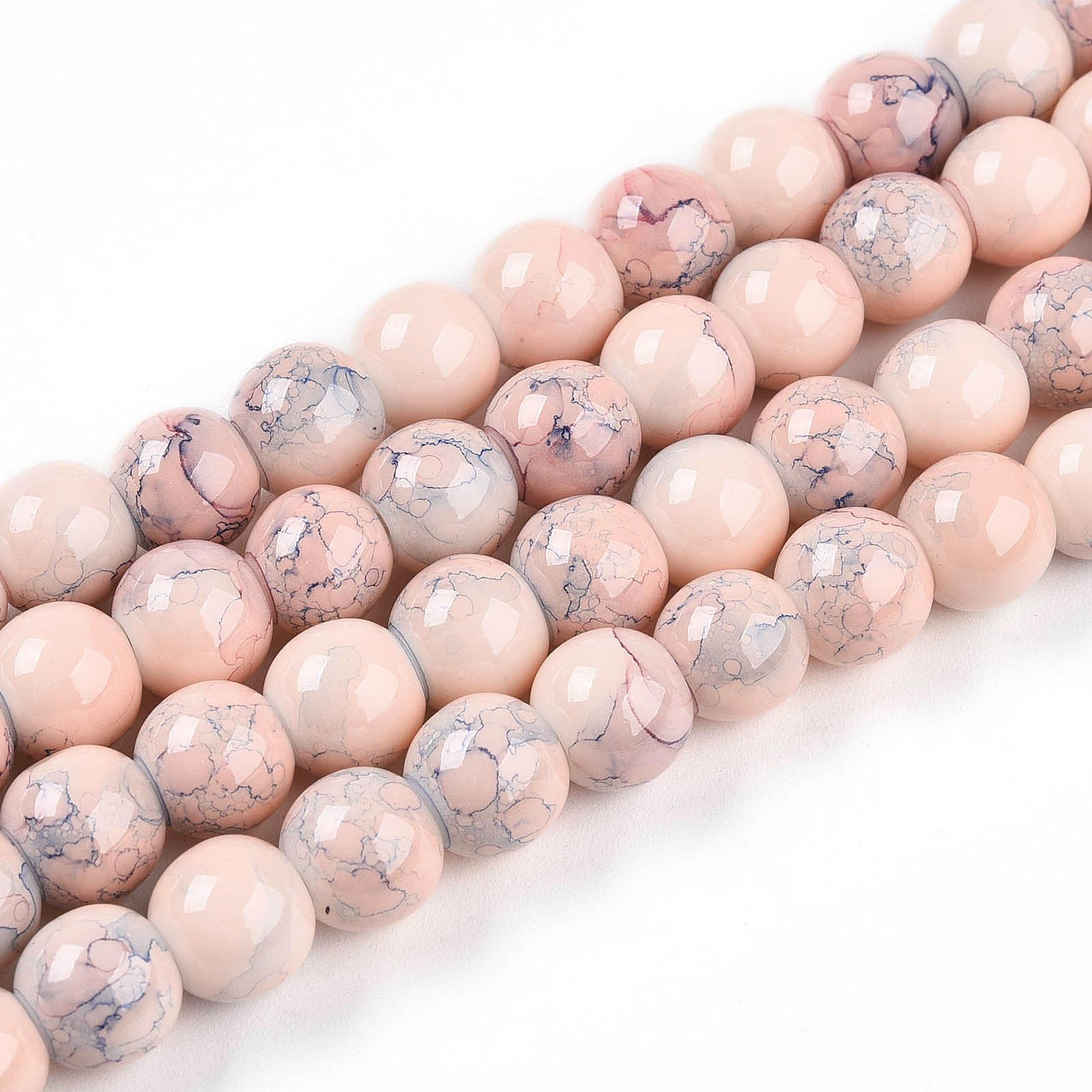 100pcs 8mm Matte Glass Round Beads Oven Painted Loose Beads for DIY Earring Neck