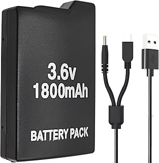 ROYEUEU Battery Pack for Sony PSP 1001 1000 Model PSP-110 110 3.6V 1800mAh | Batteries Replacement for PSP1000 PSP-1001 PSP1001 PSP Fat 1004 PSP110 280 1003 1001b2 with Charger Cable