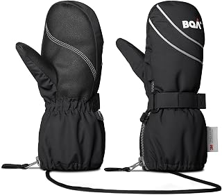 BQA Kids Ski Mittens Toddler Winter Snow Thinsulate Waterproof Mittens with String for Boys Girls