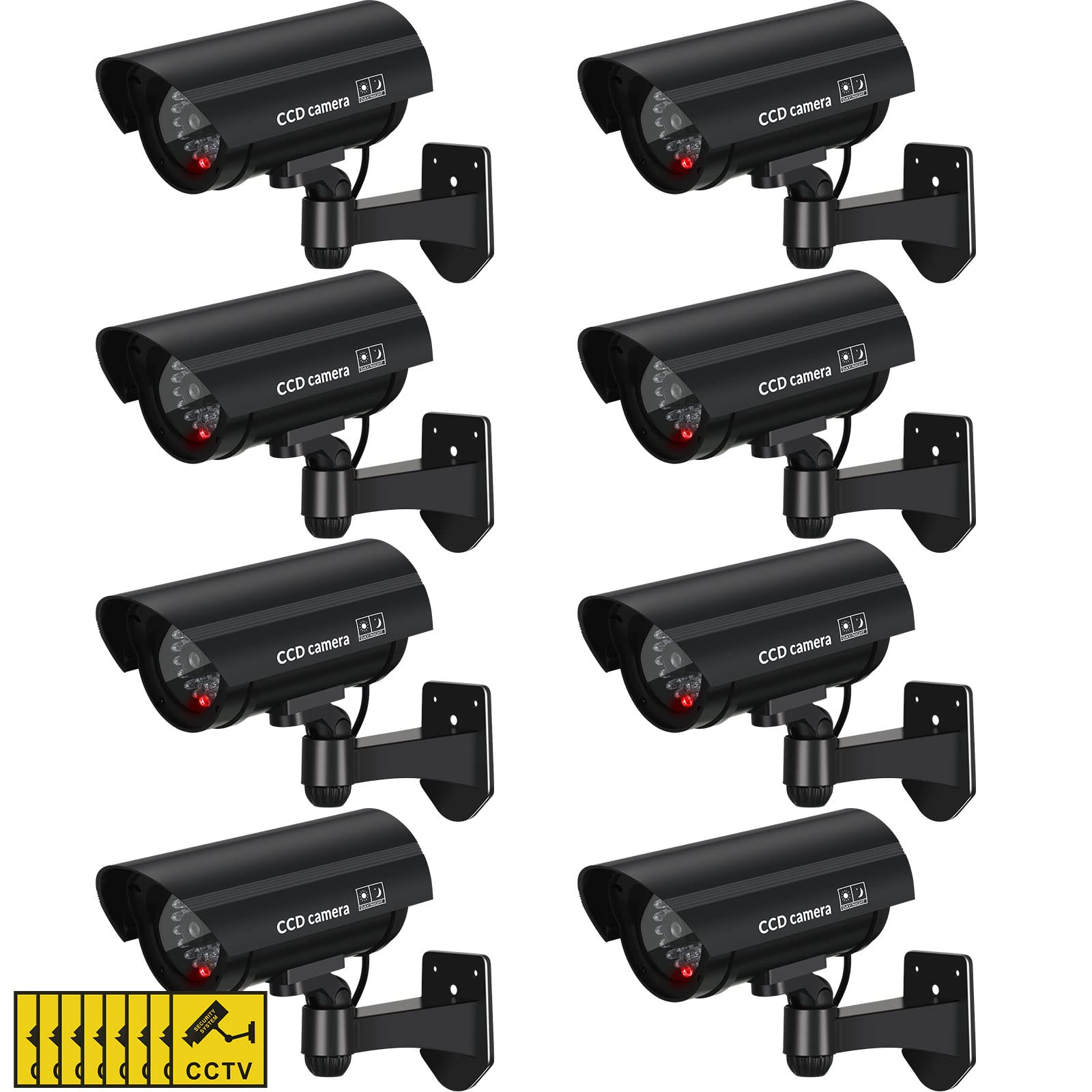 Macarrie 8 Pack Dummy Security Cameras with Flashing LED for Outdoor Indoor | Fa