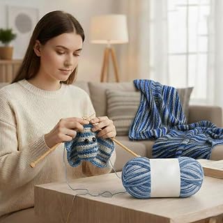 1 Ball Knitting Yarn 165 Yards Soft Multistrand Knitting Yarn for DIY Sweater Scarf Blanket Hat Home Sewing Accessories (Navy)