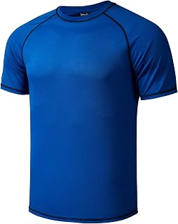 Idtswch Mens Big and Tall Swim Shirt Sun Protection UPF 50+ Rash Gard Quick Dry T-Shirt