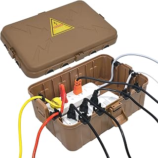 Hrensaw Large Outdoor Electrical Box(12.5x8.5x5inch),IP54 Waterproof Outdoor Outlet Covers,Weatherproof Extension Cord Covers Protect Outlet,Plug,Timer,Power Strip,Holiday Light,Brown