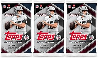 2026 Topps Flagship Football Trading Card Bundle, 3 Factory Sealed Packs, 45 Cards Total, NFL Football Cards for Collectors