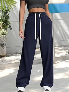 Womens Wide Leg Sweatpants High Waisted Baggy Pants Fashion Workout Active Joggers Drawstring Athletic Joggers