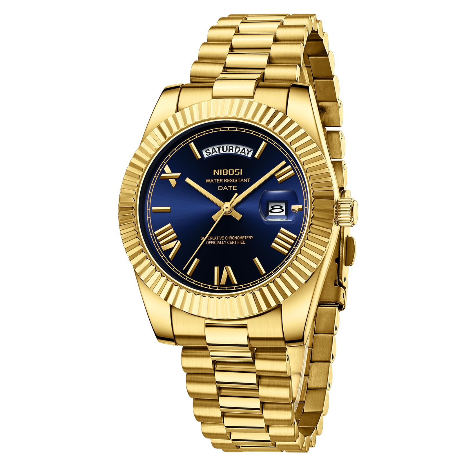 NIBOSI Watches Men Chronograph Analog Waterproof Date, 40mm Watch Bracelet Stain