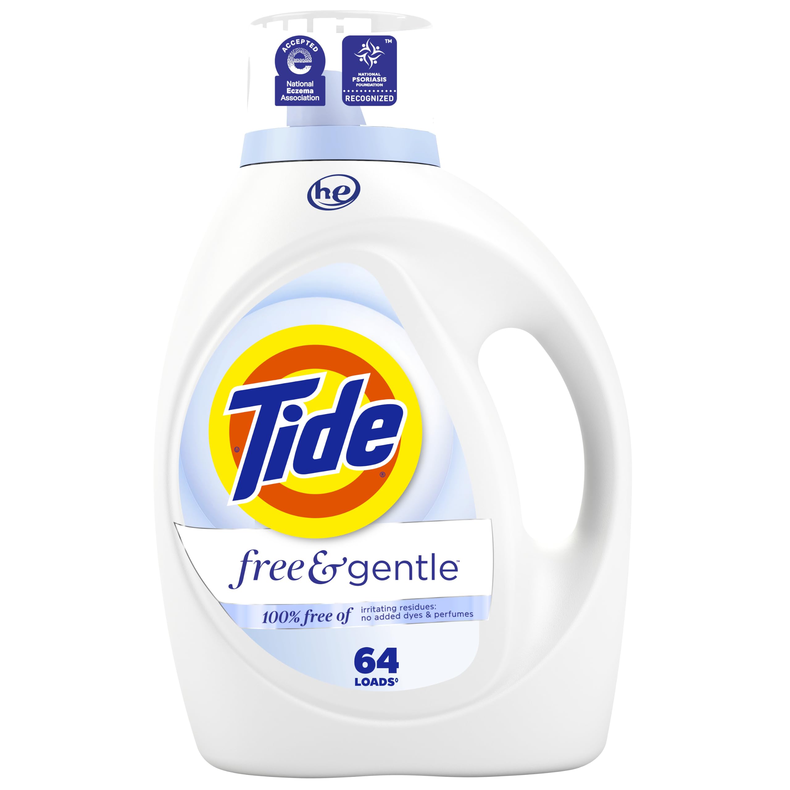 Tide Free & Gentle Liquid Laundry Detergent, 64 Loads, 84 fl oz, Tide Laundry De