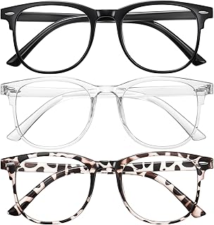 Okany 3 Pack Blue Light Blocking Glasses Women Men, Round Computer Glasses | 99.9% Blue Light Blocker Eye Fatigue Relief UV400 Anti Glare Lens Computer Screen Filter Work From Home