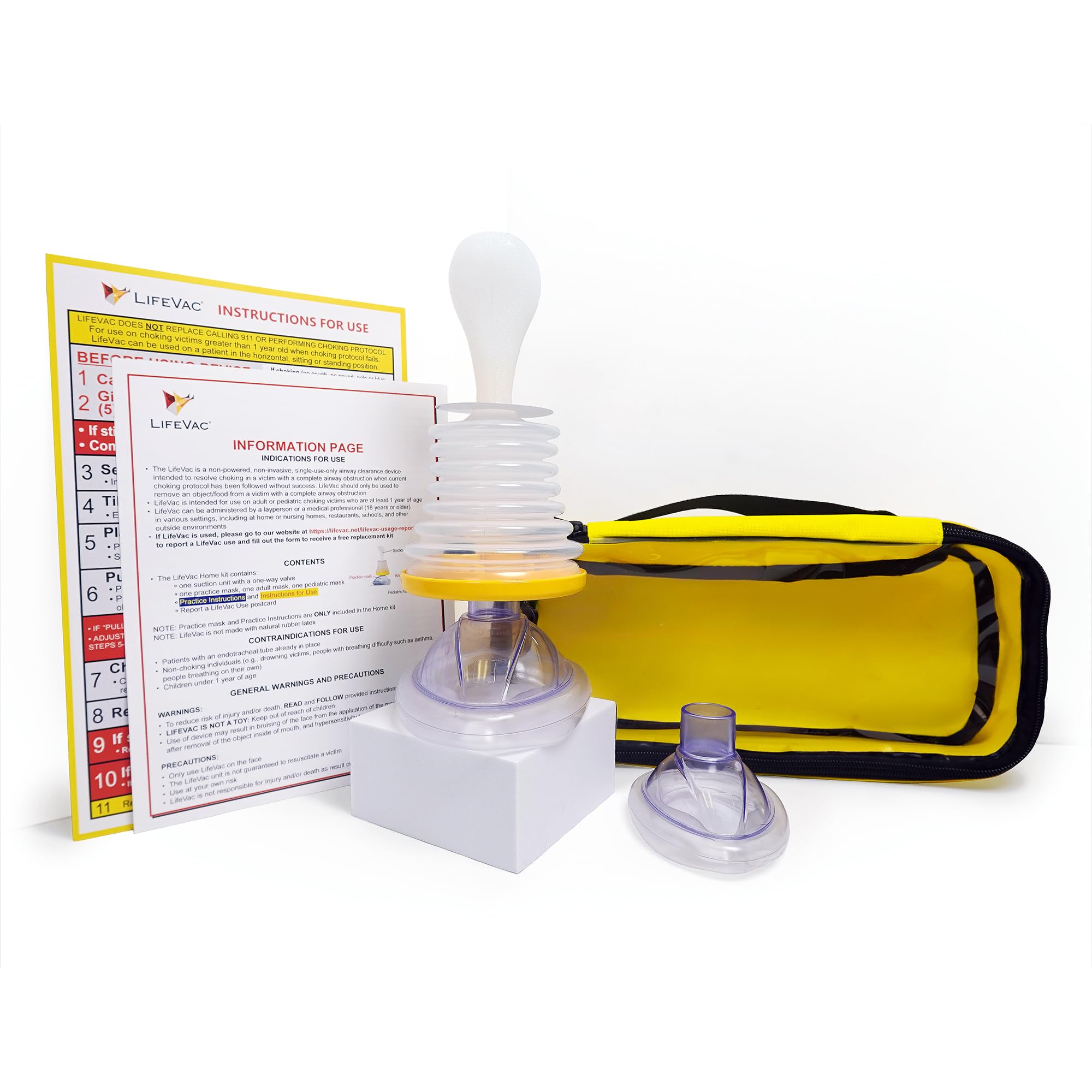 LifeVac Yellow Travel Kit - Portable Suction Rescue Device, First Aid Kit for Ki