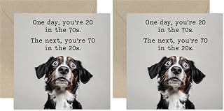 Funny 70th Birthday Cards - '70 in the 20s' Hilarious Age Themed Birthday Greeting Card - Gifts for Men Women - Perfect Birthday Card for Dad Mum Husband WIfe Uncle Aunt (Pack of 2)