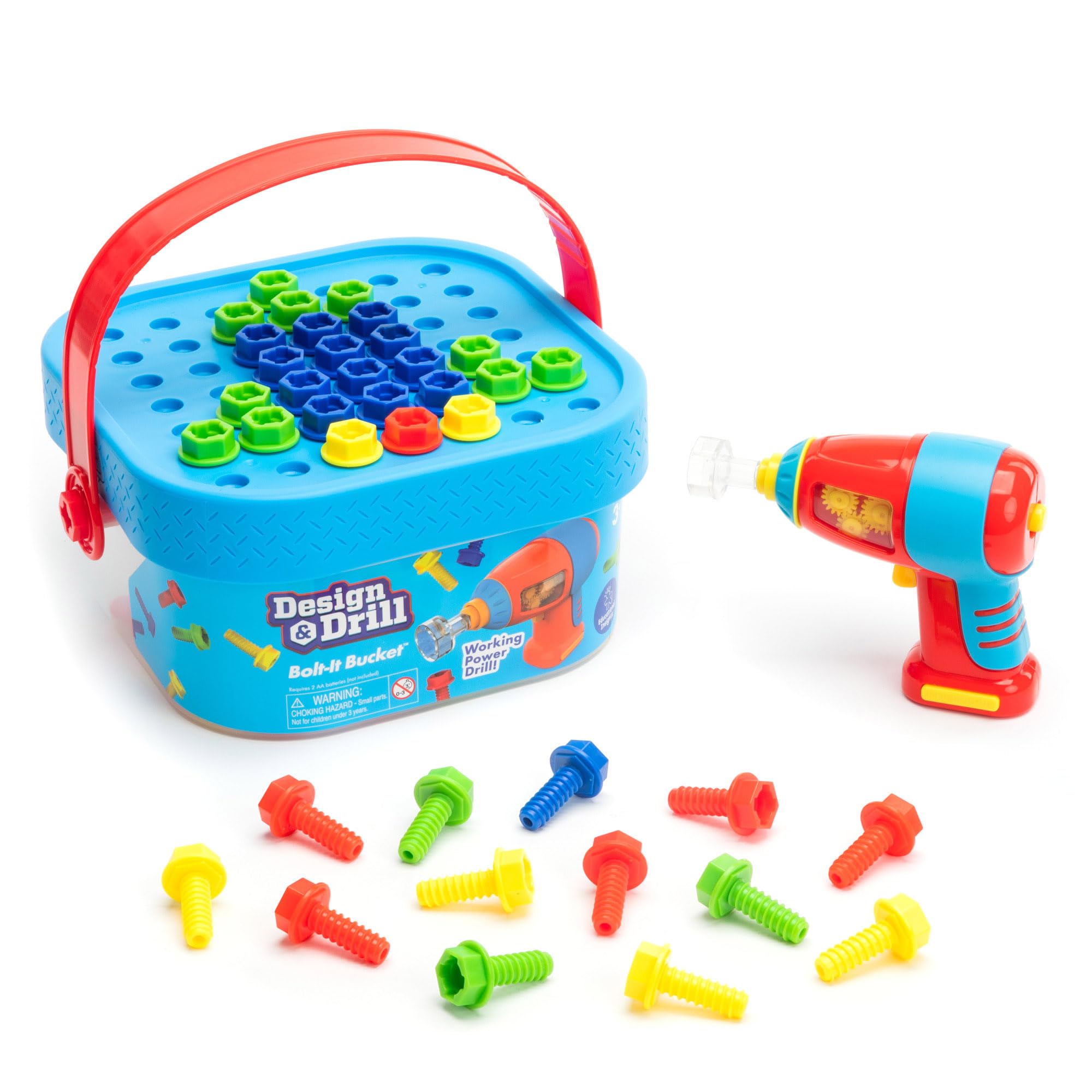 Educational Insights Design & Drill Bolt-It Bucket | Kids Drill Set for Toddlers