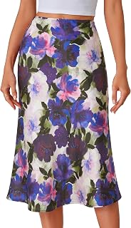 LYANER Women's Satin Silky Midi Skirt