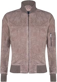 Infinity Leather Men's Bomber Jacket in Real Goat Suede Leather MA-1 Varsity