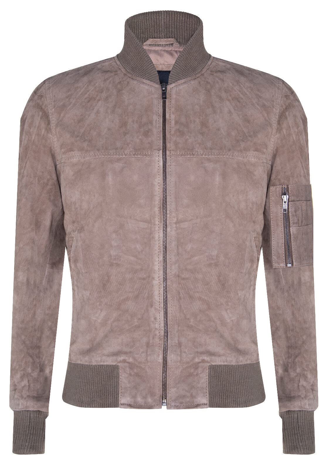 Infinity Leather Men's Bomber Jacket in Real Goat Suede Leather MA-1 Varsity