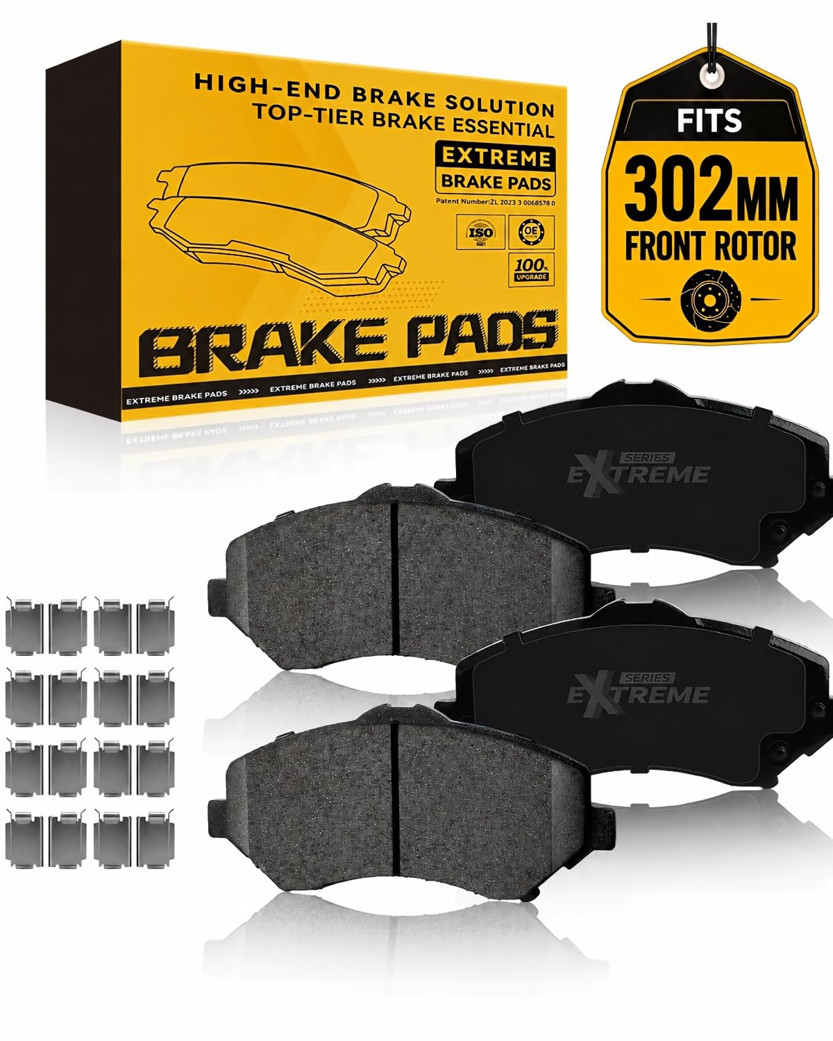 TOVASTY Front Carbon Ceramic Brake Pads for Dodge Grand Caravan 2008-2016 | 302m